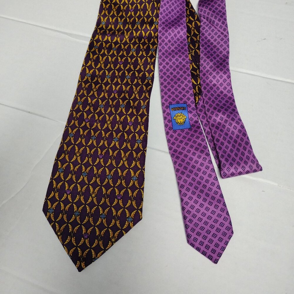 ❤️GIANNI VERSACE PURPLE BURGUNDY Silk Necktie Tie